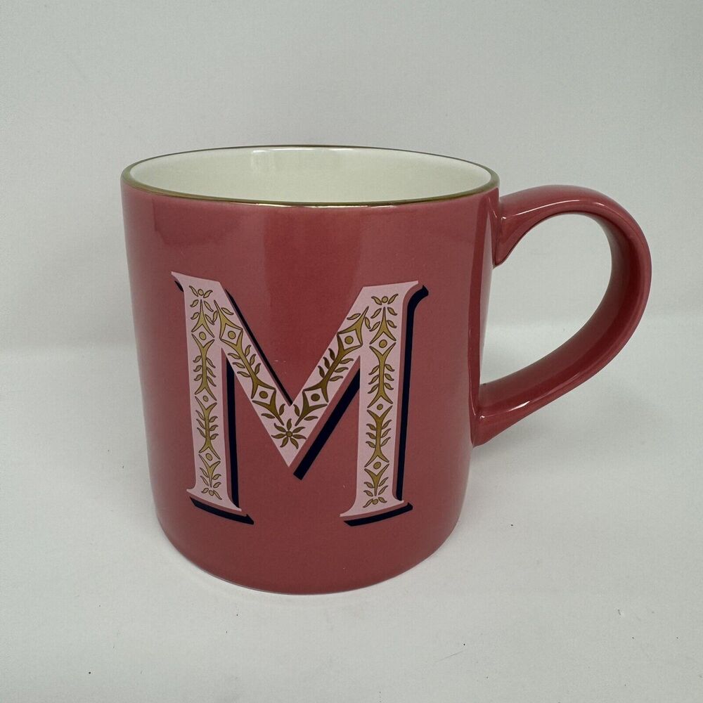 * Opalhouse Brand * - Stoneware Festive Monogram Mug Letter "M" 16 oz Capacity